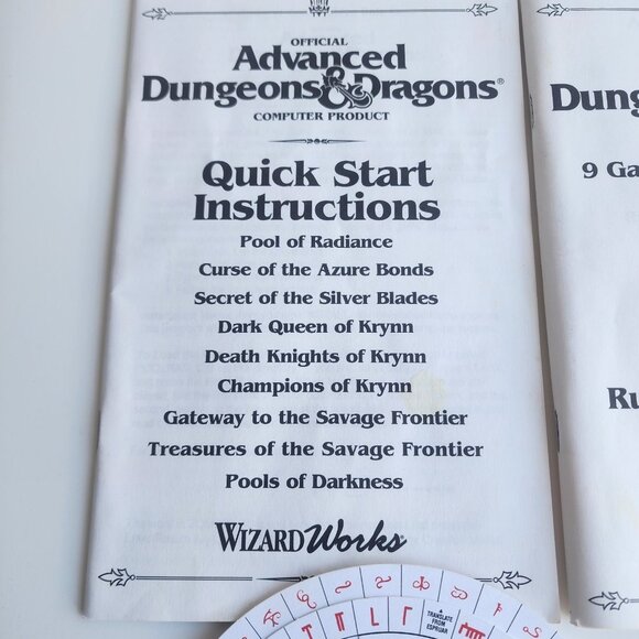 VINTAGE Advanced Dungeons & Dragons MANUALS Pool of Radiance Translation Wheel - Picture 2 of 10